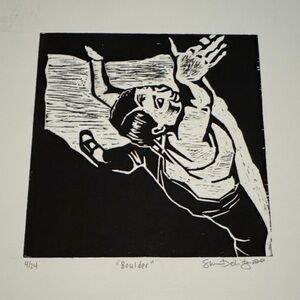 “Boulder” linocut print art